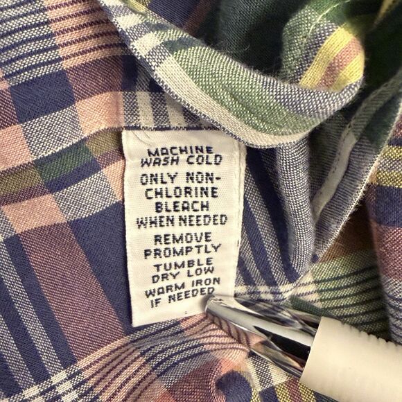 Ralph Lauren Plaid Pink Green Blue Yellow Button Down Shirt CUSTOM FIT Men's L - Picture 4 of 9